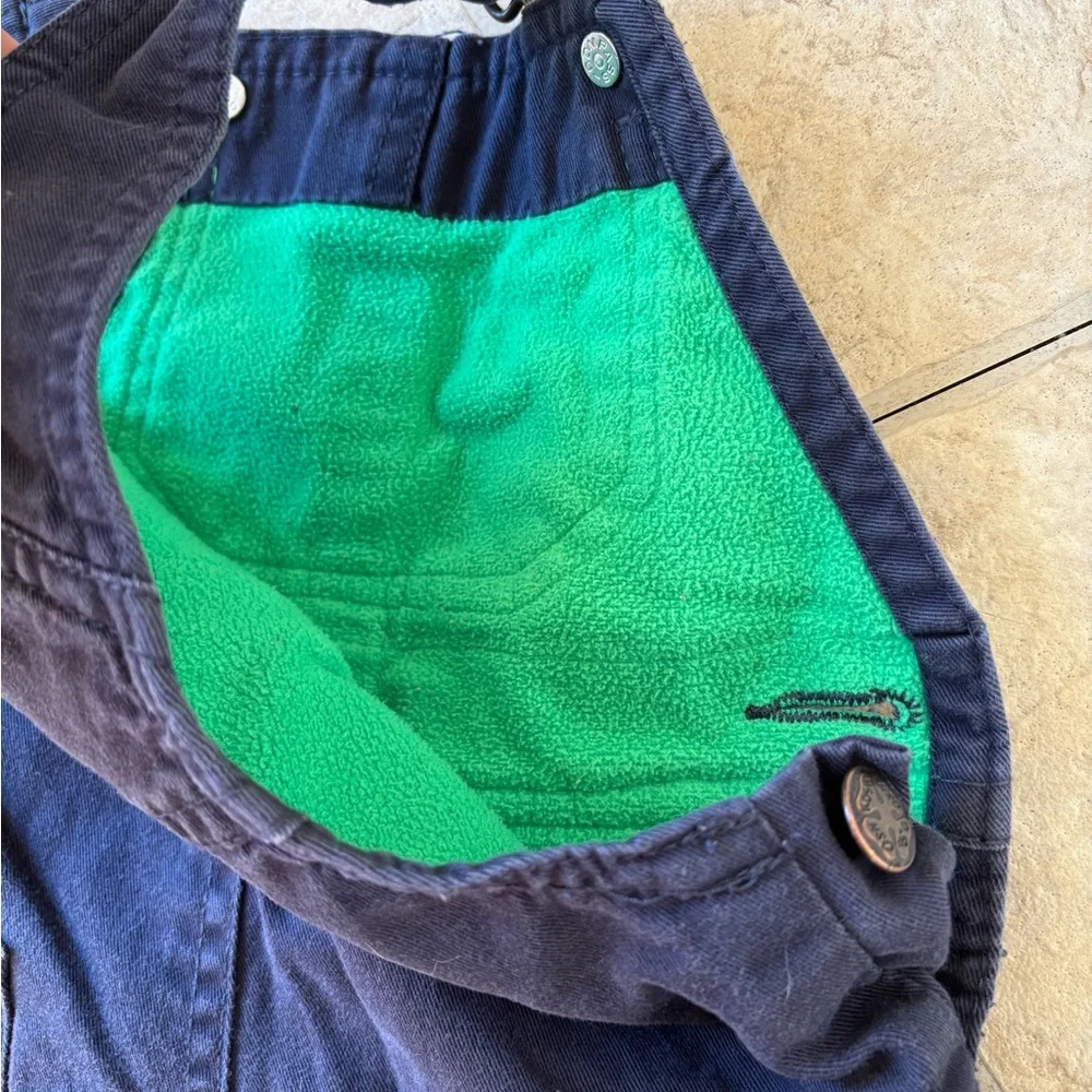 OshKosh B'gosh Navy Blue Kids Overalls Green Fleece Lined Size 9 Month